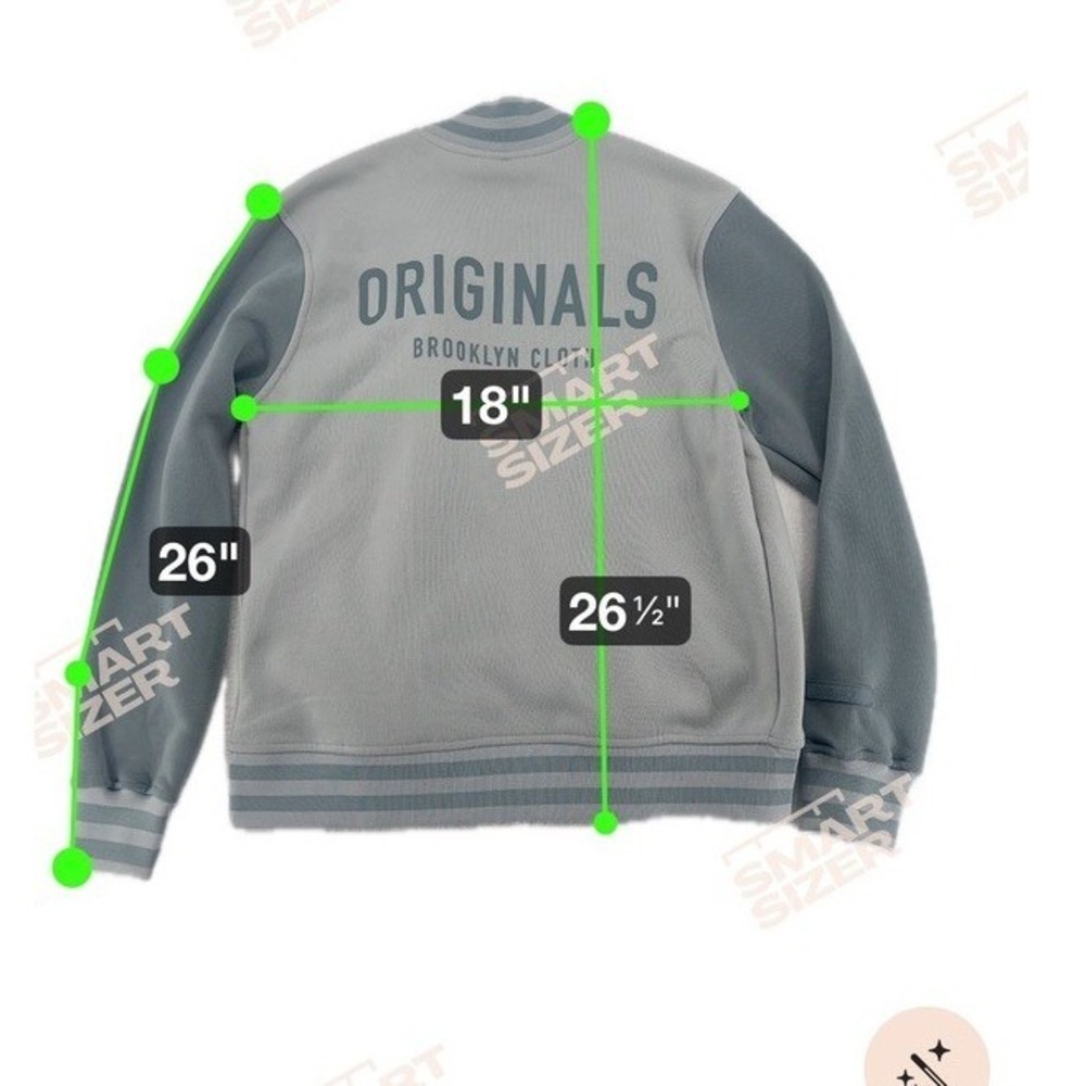 Originals Brooklyn Cloth Varsity Jacket Gray Blue Snap Front Small NWT - Picture 3 of 13